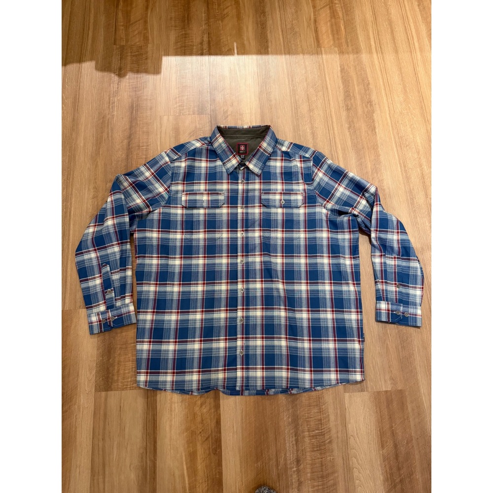 Swiss Tech Button Down Shirt Mens 3XL Blue Red White Plaid SM47Y118B